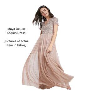 Maya Deluxe Sequin Bridesmaid Dress Maxi Size 12